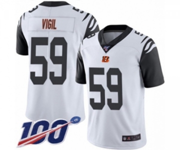 Men's Cincinnati Bengals #59 Nick Vigil Limited White Rush Vapor Untouchable 100th Season Football Jersey