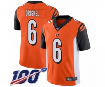 Men's Cincinnati Bengals #6 Jeff Driskel Orange Alternate Vapor Untouchable Limited Player 100th Season Football Jersey