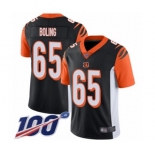 Men's Cincinnati Bengals #65 Clint Boling Black Team Color Vapor Untouchable Limited Player 100th Season Football Jersey