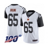 Men's Cincinnati Bengals #65 Clint Boling Limited White Rush Vapor Untouchable 100th Season Football Jersey