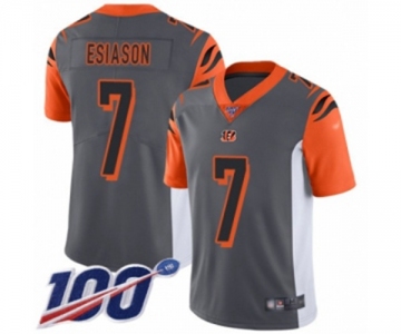 Men's Cincinnati Bengals #7 Boomer Esiason Limited Silver Inverted Legend 100th Season Football Jersey