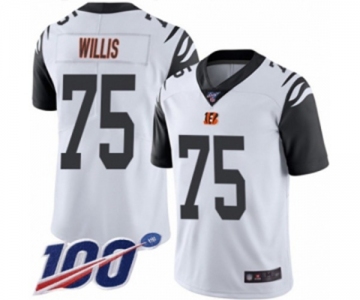 Men's Cincinnati Bengals #75 Jordan Willis Limited White Rush Vapor Untouchable 100th Season Football Jersey