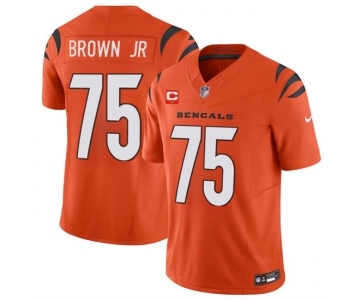 Men's Cincinnati Bengals #75 Orlando Brown Jr. Orange 2024 F.U.S.E With 1-star C Patch Vapor Untouchable Limited Football Stitched Jersey