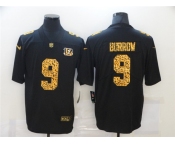 Men's Cincinnati Bengals #9 Joe Burrow 2020 Black Leopard Print Fashion Limited Stitched Jersey