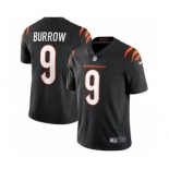 Men's Cincinnati Bengals #9 Joe Burrow 2021 Black Vapor Limited Stitched Football Jersey