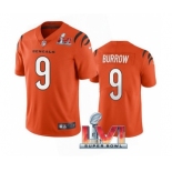 Men's Cincinnati Bengals #9 Joe Burrow 2022 Orange Super Bowl LVI Vapor Limited Stitched Jersey