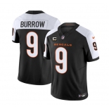 Men's Cincinnati Bengals #9 Joe Burrow 2023 F.U.S.E. Black White With 4-Star C Patch Vapor Untouchable Limited Football Stitched Jersey