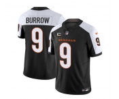 Men's Cincinnati Bengals #9 Joe Burrow 2023 F.U.S.E. Black White With 4-Star C Patch Vapor Untouchable Limited Football Stitched Jersey