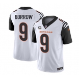 Men's Cincinnati Bengals #9 Joe Burrow 2023 F.U.S.E. White With 4-Star C Patch Vapor Untouchable Limited Football Stitched Jersey