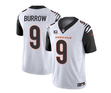 Men's Cincinnati Bengals #9 Joe Burrow 2023 F.U.S.E. White With 4-Star C Patch Vapor Untouchable Limited Football Stitched Jersey