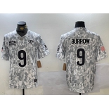 Men's Cincinnati Bengals #9 Joe Burrow 2024 Arctic Camo Salute To Service Limited Stitched Football Jersey