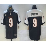 Men's Cincinnati Bengals #9 Joe Burrow Black Thanksgiving FUSE Vapor Limited Stitched Jersey