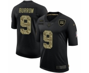 Men's Cincinnati Bengals #9 Joe Burrow Camo 2020 Salute To Service Limited Jersey