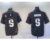 Men's Cincinnati Bengals #9 Joe Burrow Limited Black Fashion FUSE Jersey