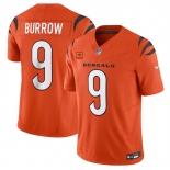 Men's Cincinnati Bengals #9 Joe Burrow Orange 2024 F.U.S.E With 4-star C Patch Vapor Untouchable Limited Football Stitched Jersey