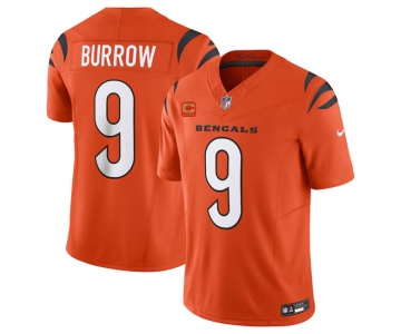 Men's Cincinnati Bengals #9 Joe Burrow Orange 2024 F.U.S.E With 4-star C Patch Vapor Untouchable Limited Football Stitched Jersey