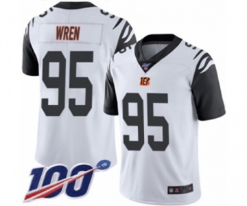 Men's Cincinnati Bengals #95 Renell Wren Limited White Rush Vapor Untouchable 100th Season Football Jersey