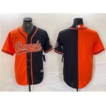 Men's Cincinnati Bengals Blank Black Orange Split With Patch Cool Base Baseball Stitched Jersey