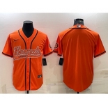 Men's Cincinnati Bengals Blank Orange With Patch Cool Base Stitched Baseball Jersey