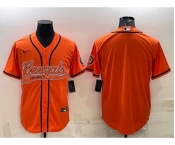 Men's Cincinnati Bengals Blank Orange With Patch Cool Base Stitched Baseball Jersey