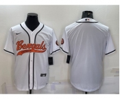 Men's Cincinnati Bengals Blank White With Patch Cool Base Stitched Baseball Jersey