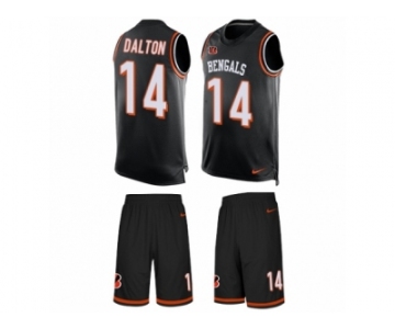 Men's Nike Cincinnati Bengals #14 Andy Dalton Limited Black Tank Top Suit NFL Jersey