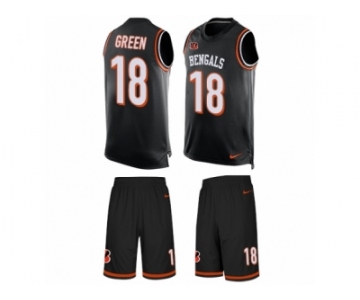 Men's Nike Cincinnati Bengals #18 A.J. Green Limited Black Tank Top Suit NFL Jersey