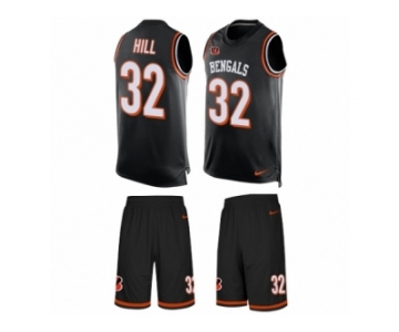 Men's Nike Cincinnati Bengals #32 Jeremy Hill Limited Black Tank Top Suit NFL Jersey