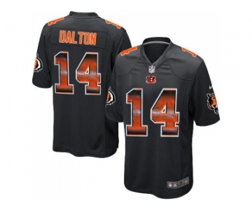 Nike Bengals #14 Andy Dalton Black Team Color Men's Stitched NFL Limited Strobe Jersey