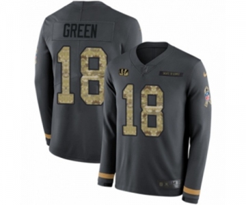 Nike Cincinnati Bengals #18 A.J. Green Limited Black Salute to Service Therma Long Sleeve NFL Jersey