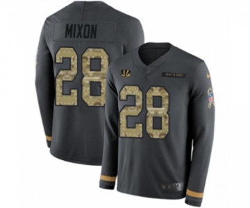 Nike Cincinnati Bengals #28 Joe Mixon Limited Black Salute to Service Therma Long Sleeve NFL Jersey