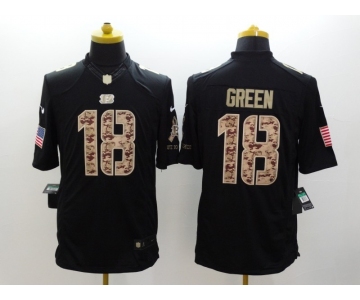 nike nfl jerseys cincinnati bengals #18 green black[salute to service limited]