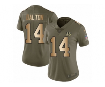 Women Nike Cincinnati Bengals #14 Andy Dalton Limited Olive Gold 2017 Salute to Service NFL Jersey