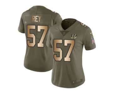 Women Nike Cincinnati Bengals #57 Vincent Rey Limited Olive Gold 2017 Salute to Service NFL Jersey
