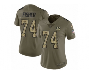 Women Nike Cincinnati Bengals #74 Jake Fisher Limited Olive Camo 2017 Salute to Service NFL Jersey