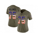 Women Nike Cincinnati Bengals #75 Andrew Billings Limited Olive USA Flag 2017 Salute to Service NFL Jersey