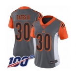 Women's Cincinnati Bengals #30 Jessie Bates III Limited Silver Inverted Legend 100th Season Football Jersey