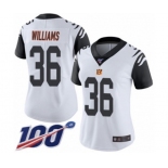 Women's Cincinnati Bengals #36 Shawn Williams Limited White Rush Vapor Untouchable 100th Season Football Jersey