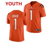 Youth Cincinnati Bengals #1 JaMarr Chase Limited Orange Vapor Jersey