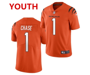 Youth Cincinnati Bengals #1 JaMarr Chase Limited Orange Vapor Jersey