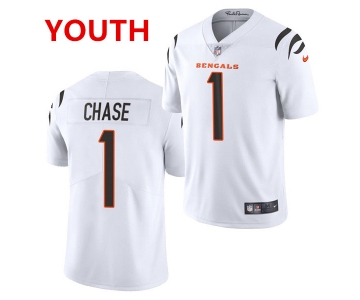 Youth Cincinnati Bengals #1 JaMarr Chase Limited White Vapor Jersey