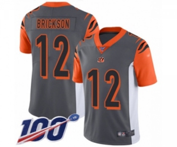 Youth Cincinnati Bengals #12 Alex Erickson Limited Silver Inverted Legend 100th Season Football Jersey