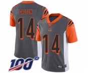 Youth Cincinnati Bengals #14 Andy Dalton Limited Silver Inverted Legend 100th Season Football Jersey