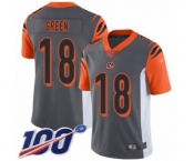 Youth Cincinnati Bengals #18 A.J. Green Limited Silver Inverted Legend 100th Season Football Jersey