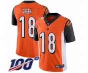 Youth Cincinnati Bengals #18 A.J. Green Orange Alternate Vapor Untouchable Limited Player 100th Season Football Jersey