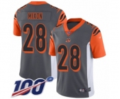 Youth Cincinnati Bengals #28 Joe Mixon Limited Silver Inverted Legend 100th Season Football Jersey