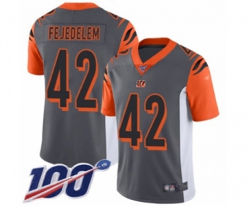 Youth Cincinnati Bengals #42 Clayton Fejedelem Limited Silver Inverted Legend 100th Season Football Jersey