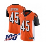 Youth Cincinnati Bengals #45 Malik Jefferson Orange Alternate Vapor Untouchable Limited Player 100th Season Football Jersey