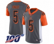 Youth Cincinnati Bengals #5 Ryan Finley Limited Silver Inverted Legend 100th Season Football Jersey