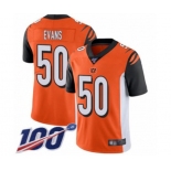 Youth Cincinnati Bengals #50 Jordan Evans Orange Alternate Vapor Untouchable Limited Player 100th Season Football Jersey